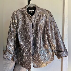 Kasper Metallic Jacquard Textured Blazer Jacket